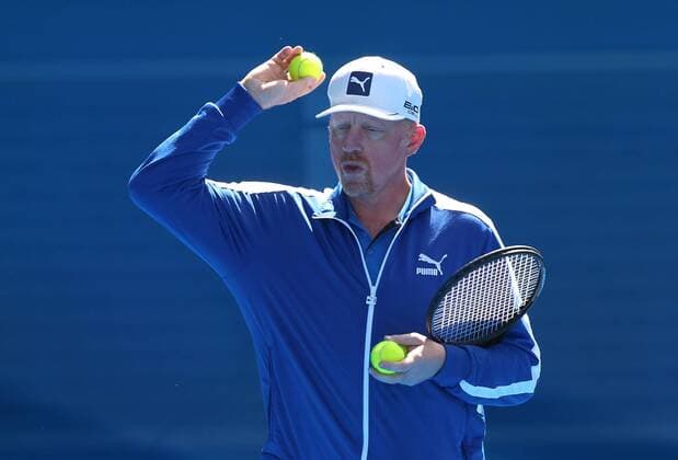 Boris Becker, GER (coach of NovakDjokovic, SRB), during practice at 2015 Australian Open in Melbourne, 18 01 2015; -