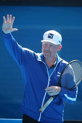 Boris Becker, GER (coach of NovakDjokovic, SRB), during practice at 2015 Australian Open in Melbourne, 18 01 2015; -
