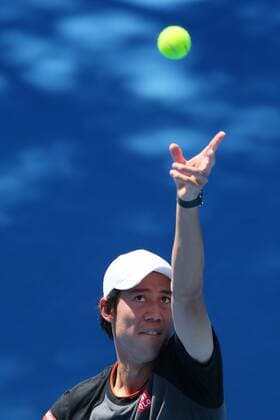Kei Nishikori (JPN), JANUARY 19, 2015 - Tennis : the 2015 Australian Open tennis tournament Men s singles practice session in Melbourne, Australia. NoxThirdxPartyxSales  (umqa019778)