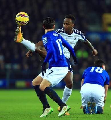 Aktuell Fußball, England, FC Everton - West Bromwich Albion West Brom s Saido Berahino in action - Everton vs. West Bromwich Albion - Barclay s Premier League - Goodison Park - Liverpool - 19 01 2015 Pic Philip Oldham Sportimage EDITORIAL USE ONLY. No use with unauthorised audio, video, data, fixture lists, club league logos or live services. Online in-match use limited to 120 images, no video emulation. No use in betting, games or single club league player publications.