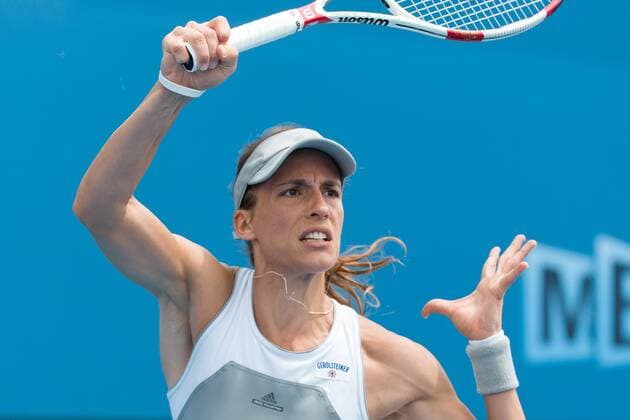 January 20, 2015: Andrea Petkovic (GER) in action in a 1st round match on day two of the 2015 Australian Open grand slam tennis tournament at Melbourne Park in Melbourne, Australia. Tennis 2015: Australian Open JAN 20 - ZUMAc04_