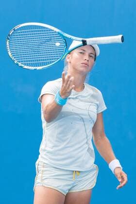 January 20, 2015: Yulia Putintseva (KAZ) in action in a 1st round match on day two of the 2015 Australian Open grand slam tennis tournament at Melbourne Park in Melbourne, Australia. Tennis 2015: Australian Open JAN 20 - ZUMAc04_