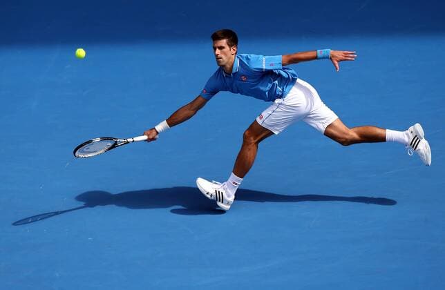 (150120) -- MELBOURNE, Jan. 20, 2015 -- Novak Djokovic of Serbia returns the ball during the first round match of men s singles at the 2015 Australian Open tennis tournament in Melbourne, Australia, Jan. 20, 2015. BaixXue 