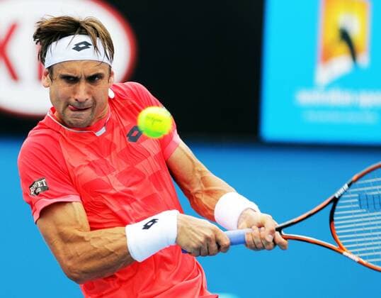 (150120) -- MELBOURNE, Jan. 20, 2015 -- Spain s David Ferrer returns the ball during his men s singles first round match at the Australian Open tournament in Melbourne, Australia, Jan. 20, 2015. JinxLinpeng 