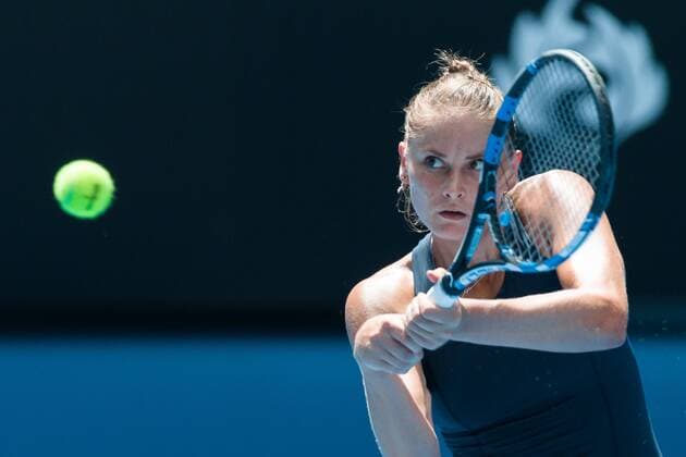 January 21, 2015: Alexandra Panova (RUS) in action in a 2nd round match on day three of the 2015 Australian Open grand slam tennis tournament at Melbourne Park in Melbourne, Australia. Sydney Low Cal Media. Tennis 2015: Australian Open JAN 21 - ZUMAc04_