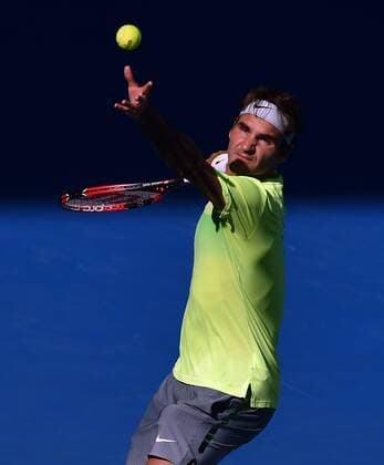 Jan. 21, 2015 - Melbourne, VICTORIA, AUSTRALIA - Switzerland s Roger Federer in action during his match on day 3 of the Australian Open tennis on RodLaver Arena in Melbourne, Australia. Tennis 2015 - Australian Open - Day 3 - ZUMAk106