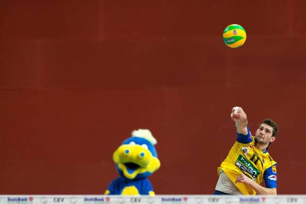 VOLLEYBALL - Aich Dob vs Friedrichshafen KLAGENFURT,AUSTRIA,21.JAN.15 - VOLLEYBALL - CEV, Champions League, SK Aich Dob vs VfB Friedrichshafen. Image shows Danijel Koncilja (Aich).