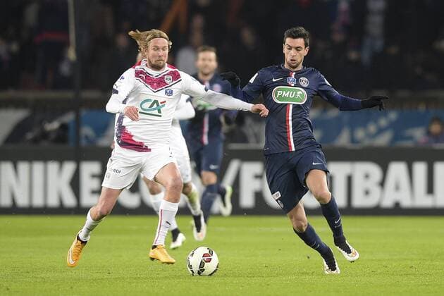 Aktuell Fußball, Frankreich, Coupe de France, Paris St. Germain - Girondins Bordeaux Javier Pastore (PSG) vs PLASIL Jaroslav (Bordeaux) Paris St. Germain (PSG) - Girondins Bordeaux Coupe de France - 21 01 2015 JBAutissierx 