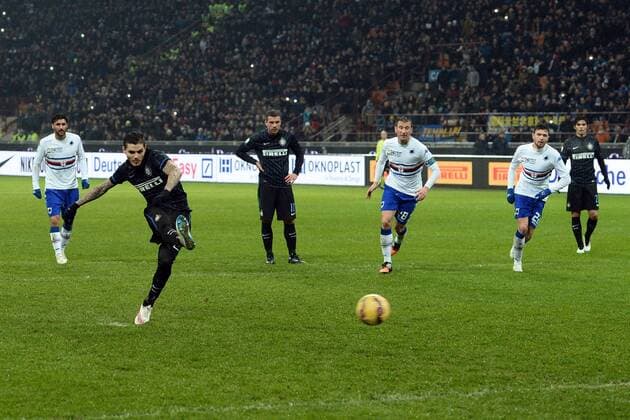 Aktuell Fußball, Italien, Coppa Italia, Inter Mailand - Sampdoria Genua Mailand, Inter Mailand - Sampdoria Genua Coppa Italia rigore sbagliato Mauro Icardi 