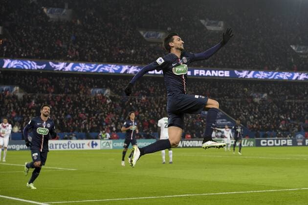 Aktuell Fußball, Frankreich, Coupe de France, Paris St. Germain - Girondins Bordeaux joie de Javier Pastore (PSG) apres son but Paris St. Germain (PSG) - Girondins Bordeaux Coupe de France - 21 01 2015 JBAutissierx 