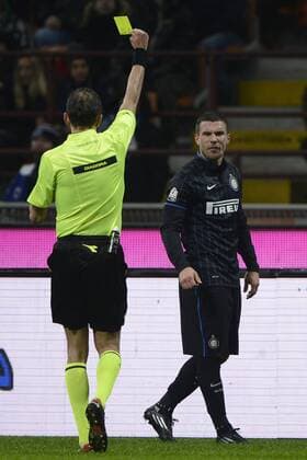 Aktuell Fußball, Italien, Coppa Italia, Inter Mailand - Sampdoria Genua Ammonizione Lukas Podolski Inter Inter Mailand - Sampdoria Genua Coppa Italia giuseppexceleste