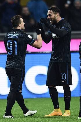 Aktuell Fußball, Italien, Coppa Italia, Inter Mailand - Sampdoria Genua Mailand, Inter Mailand - Sampdoria Genua Coppa Italia Torjubel Xherdan Shaqiri 