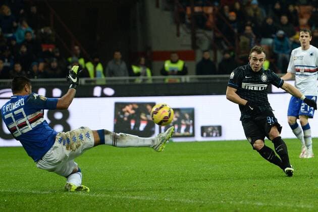 Aktuell Fußball, Italien, Coppa Italia, Inter Mailand - Sampdoria Genua Mailand, Inter Mailand - Sampdoria Genua Coppa Italia gol Xherdan Shaqiri 