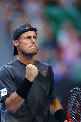 MELBOURNE, AUSTRALIA - JANUARY 22: Lleyton Hewitt of Australia reacts in his match during day four of the 2015 Australian Open at Melbourne Park on January 22, 2015 in Melbourne, Australia.  CFP462156368 