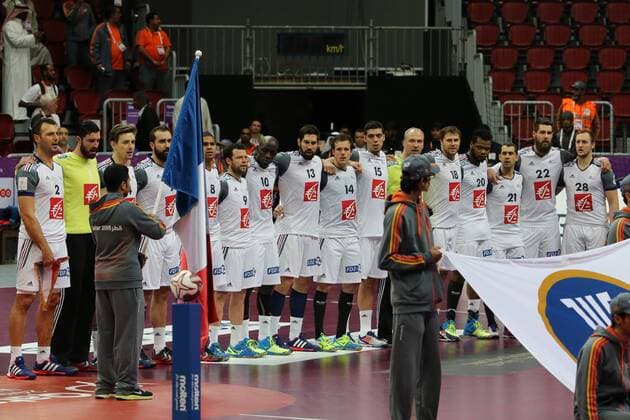 HANDBALL - IHF WC Qatar 2015 DOHA,QATAR,22.JAN.15 - HANDBALL - IHF World Championship WM Weltmeisterschaft Algeria vs France. Image shows the team of France.