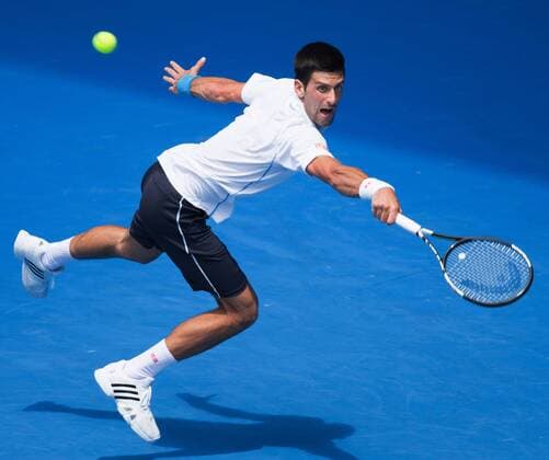 Jan 22, 2015 - Melbourne, Victoria, Australia - NOVAK DJOKOVIC (SRB) in action in a 2nd round match on day four of the 2015 Australian Open grand slam tennis tournament at Melbourne Park. Djokovic won 6-0 6-1 6-4. Tennis 2015 - Australian Open - Day 4  - ZUMA