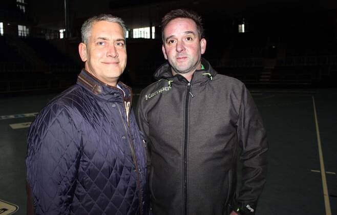 22.1.2015: Magdeburg: GETEC-Arena: Ulf Steinforth (SES) + Nico Niedziella (Sporkoordinator GETEC-Arena)