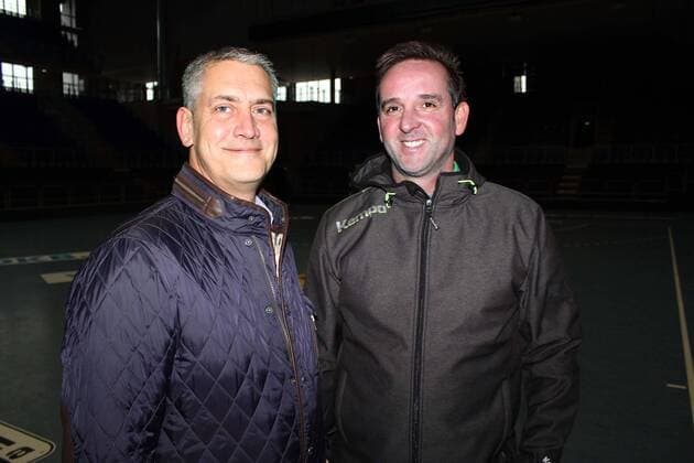 22.1.2015: Magdeburg: GETEC-Arena: Ulf Steinforth (SES) + Nico Niedziella (Sporkoordinator GETEC-Arena)
