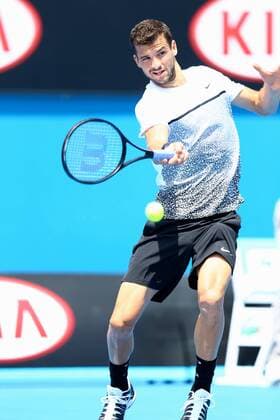 Grigor Dimitrov of Bulgaria prepares to return a shot in their men s singles third round match of the 2015 Australian Open tennis tournament in Melbourne, Victoria, Australia, 23 January 2015.  20150123_26597