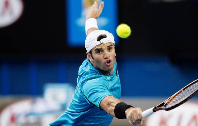 TENNIS - ATP Tennis Herren Australian Open 2015 MELBOURNE,AUSTRALIA,23.JAN.15 - TENNIS - ATP World Tour, Grand Slam, Australian Open. Image shows Malek Jaziri (TUN).
