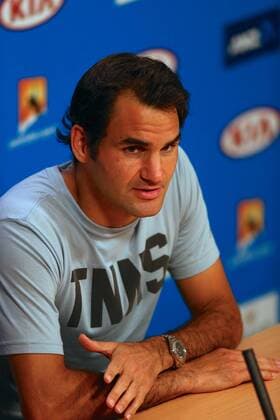 Roger Federer of Switzerland speaks during a press conference PK Pressekonferenz third round match of 2015 Australian Open tennis tournament in Melbourne. 23 January 2015.  20150123_09448