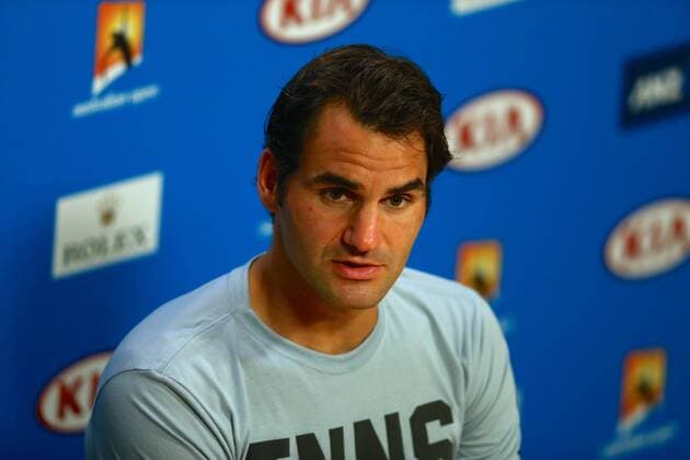 Roger Federer of Switzerland speaks during a press conference PK Pressekonferenz third round match of 2015 Australian Open tennis tournament in Melbourne. 23 January 2015.  20150123_29027