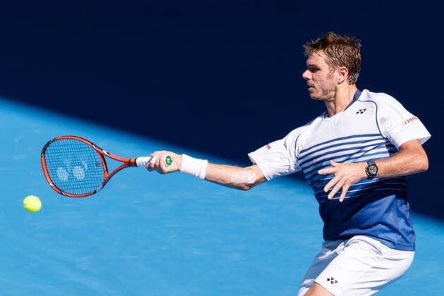 January 24, 2015: 4th seed Stan Wawrinka (SUI) in action in a 3rd round match against Jarkko Nieminen (FIN) on day six of the 2015 Australian Open grand slam tennis tournament at Melbourne Park in Melbourne, Australia. Sydney Low Cal Media. Wawrinka won 6-4 6-2 6-4 Tennis 2015: Australian Open JAN 24 - ZUMAc04_