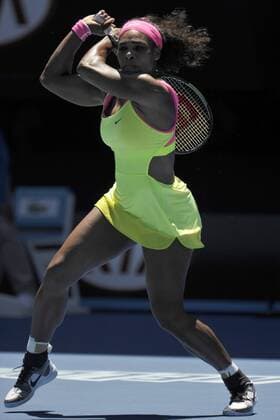 24.01.2015 Australian Open Tennis from Melbourne Park. Serena Williams of the USA returns a shot in her match against Elina Svitolina of Ukraine on day six of the 2015 Australian Open at Melbourne Park, Melbourne, Australia. xEssixLimx  ActionPlus11591827