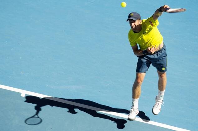 TENNIS - ATP Tennis Herren Australian Open 2015 MELBOURNE,AUSTRALIA,24.JAN.15 - TENNIS - ATP World Tour, Grand Slam, Australian Open. Image shows Jarkko Nieminen (FIN).