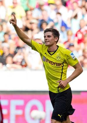 Sonntag 21.07.2013, Saison 2013 2014, Telekom Cup 2013 in Moenchengladbach, BV Borussia Dortmund - Hamburger SV, Jonas Hofmann (BVB) jubelt nach seinem treffer zum 1:0 DeFodiAG1_9277