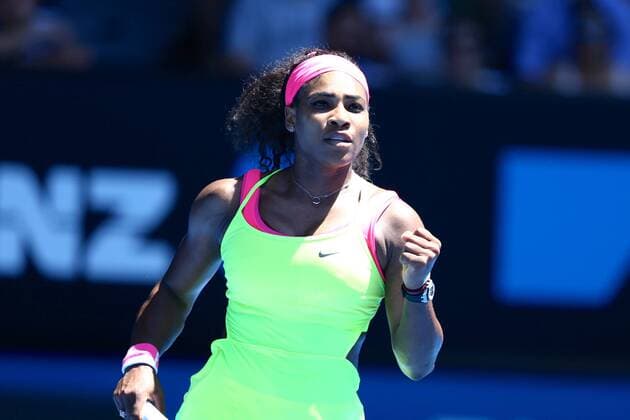 Serena Williams of the U.S. reacts as she competes against Elina Svitolina of Ukraine during their third round match at the Australian Open tennis tournament in Melbourne, Australia, 24 January 2015. Serena Williams defeated Elina Svitolina 2-1 (4-6, 6-2, 6-0) and marched into the fourth round. Serena Williams slashes Elina Svitolina and marches into fourth round at Australian Open  20150124_07409