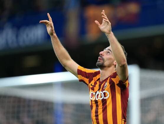 Bradford s Filipe Morais celebrates scoring his sides third goal FA Cup Fourth Round - Chelsea vs Bradford City - Stamford Bridge - England - 24th January 2015 - Picture David Klein Sportimage EDITORIAL USE ONLY. No use with unauthorised audio, video, data, fixture lists, club league logos or live services. Online in-match use limited to 120 images, no video emulation. No use in betting, games or single club league player publications.