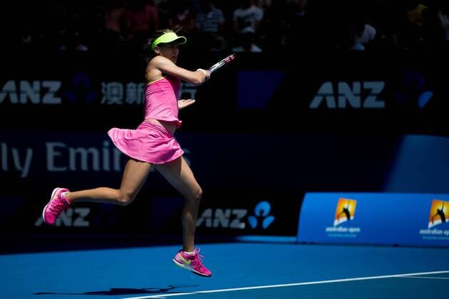 January 25, 2015: 7th seed Eugenie Bouchard (CAN) in action in a 4th round match on day seven of the 2015 Australian Open grand slam tennis tournament at Melbourne Park in Melbourne, Australia. . Tennis 2015: Australian Open JAN 25 - ZUMAc04_