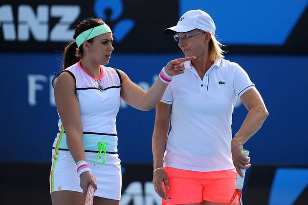 Marion Bartoli (FRA) Martina Navratilova (USA) TENNIS : Open d Australie - Melbourne - 25 01 2015 TennisMagazine Panoramlc 