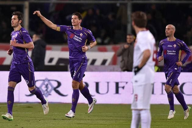 Mario Gomez Fiorentina Goal celebration 1-0 Firenze 25-01-2015 Stadio Artemio Franchi, Football Calcio Serie A ACF Fiorentina (AC Florenz) - AS Roma. andreaxstaccioli