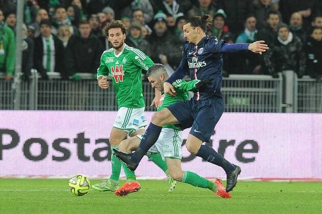 Fabien Lemoine (Saint Etienne) Zlatan Ibrahimovic (PSG) FOOTBALL : AS Saint Etienne vs Paris St Germain (PSG) - Ligue 1 - 25 01 2015 NLeGouic FE