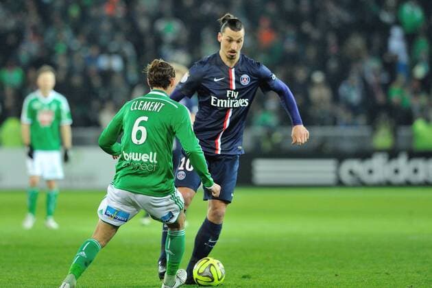 Jeremy Clement (saint etienne) vs Zlatan Ibrahimovic (psg) FOOTBALL : Saint Etienne vs Paris Saint Germain - Ligue 1 - 25 01 2015 FredericChambert 