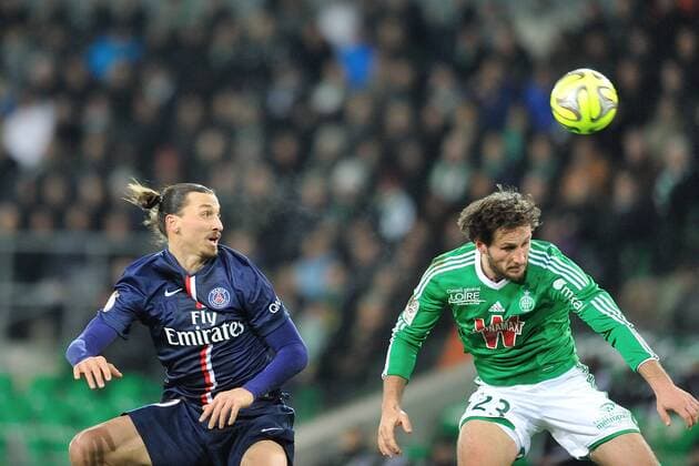 Paul Baysse (saint etienne) vs Zlatan Ibrahimovic (psg) FOOTBALL : Saint Etienne vs Paris Saint Germain - Ligue 1 - 25 01 2015 FredericChambert 