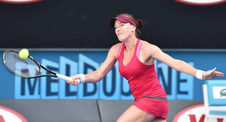 Jan. 26, 2015 - Melbourne, VICTORIA, AUSTRALIA - United States Madison Brengle in action during her match on day 8 the Australian Open tennis on RodLaver Arena in Melbourne, Australia. Tennis 2015 - Australian Open - Day 8 - ZUMAk106