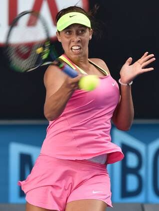 Jan. 26, 2015 - Melbourne, Australia - USA s MADISON KEYS in action during her match on Day 8 the Australian Open tennis tournament. Keys won the match, 6-2 6-4. Tennis 2015 - Australian Open - Day 8 - ZUMAk106