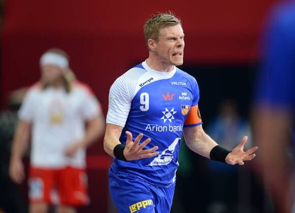 Handball Doha 26.01.2015 Weltmeisterschaften WM der Herren Männer Achtelfinale Island - Dänemark SIGURDSSON Gudjon Valur (Island, No.09)