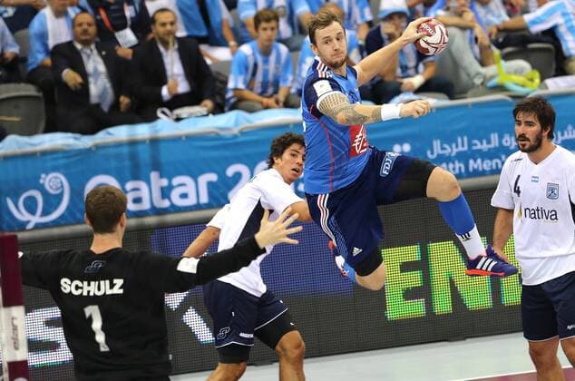 HANDBALL - IHF WC Qatar 2015 DOHA,QATAR,26.JAN.15 - HANDBALL - IHF World Championship WM Weltmeisterschaft France vs Argentina. Image shows Valentin Porte (FRA).