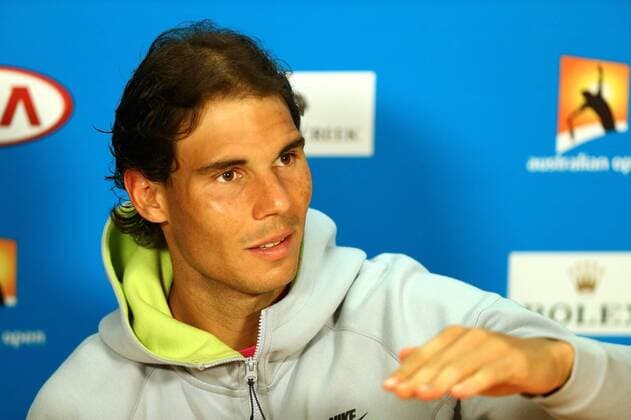 Rafael Nadal of Spain speaks during a press conference PK Pressekonferenz after losing in the men s singles quarterfinal match of the 2015 Australian Open tennis tournament in Melbourne, Victoria, Australia, 27 January 2015.  20150127_08364