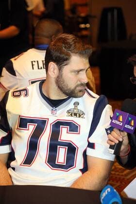 Aktuell American Football, NFL, Super Bowl XLIX, Media Day OT Sebastian Vollmer (Patriots) - Super Bowl XLIX New England Patriots Team-PK, Sheraton Arizona Grand Hotel