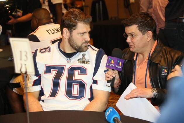 Aktuell American Football, NFL, Super Bowl XLIX, Media Day OT Sebastian Vollmer (Patriots) - Super Bowl XLIX New England Patriots Team-PK, Sheraton Arizona Grand Hotel