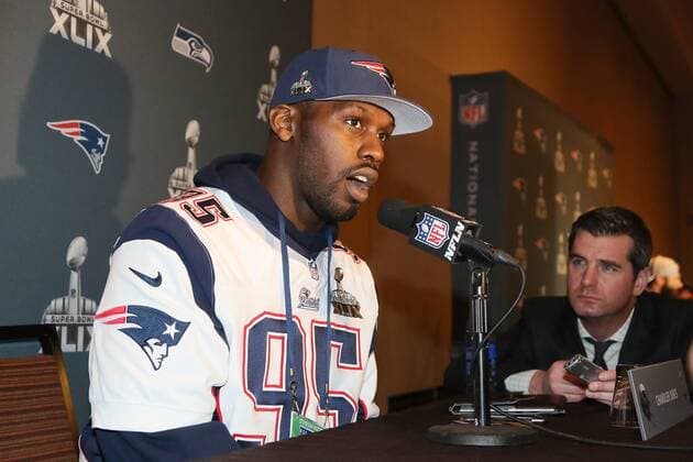 Aktuell American Football, NFL, Super Bowl XLIX, Media Day DE Chandler Jones (Patriots) - Super Bowl XLIX New England Patriots Team-PK, Sheraton Arizona Grand Hotel