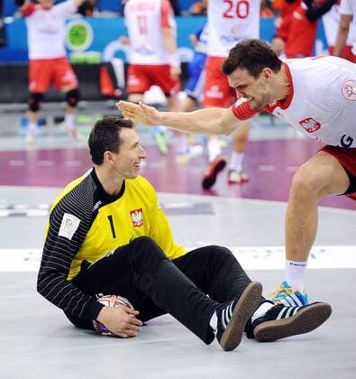 28.01.2015, Doha - IHF Weltmeisterschaft 2015 - Viertelfinale - Polen vs Kroatien - SLAWOMIR SZMAL, MICHAL JURECKI - Jubel -  20150128NB186