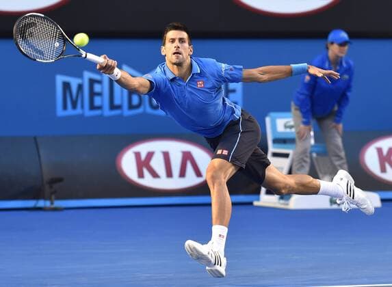 Jan. 30, 2015 - Melbourne, VICTORIA, AUSTRALIA - Serbia s Novak Djokovic in action during his semi final match on day 12 of the Australian Open tennis in Melbourne, Australia Tennis 2015 - Australian Open - Day 12 - ZUMAk106