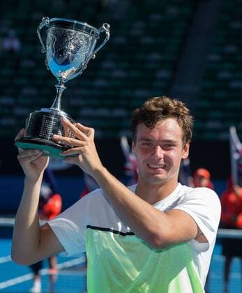 Roman Safiullin (RUS) Tennis - Australian Open 2015 - Grand Slam ATP Tennis Herren WTA Tennis Damen - Melbourne Olympic Park - Melbourne - Victoria - Australia - 31 January 2015.