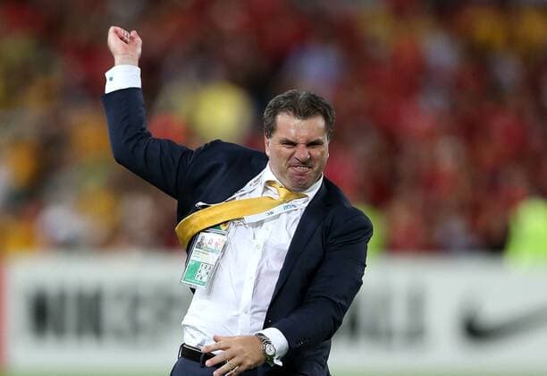 (150131) -- SYDNEY, Jan. 31, 2015 -- Australia s coach Ange Postecoglou celebrates after winning the final at the 2015 AFC Asian Cup in Sydney, Australia, Jan. 31, 2015. Australia won 2-1 and claimed the title of the event. ) (SP)AUSTRALIA-SYDNEY-SOCCER-AFC ASIAN CUP-FINAL CaoxCan 